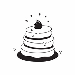 Pancake stack with syrup whipped cream