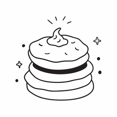 Pancake stack with syrup whipped cream