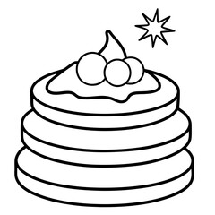 Pancake stack with syrup whipped cream