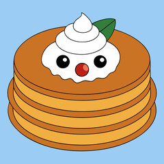 Pancake stack with syrup whipped cream