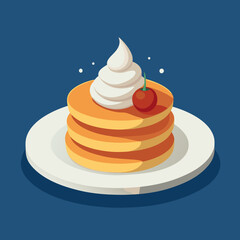 Pancake stack with syrup whipped cream