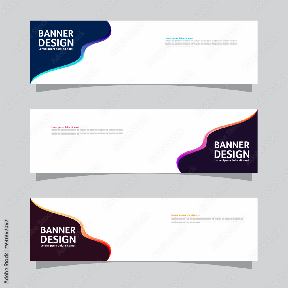 Wall mural vector set of landscape banner background design concept. colorful background business layout templa