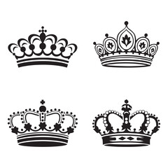 Black and white vector silhouettes set of diadem