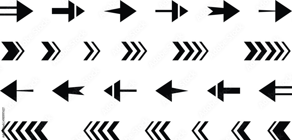 Poster arrow icon set. collection different arrow signs. arrow vector