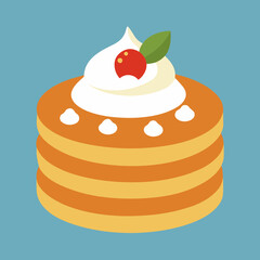 Pancake stack with syrup whipped cream