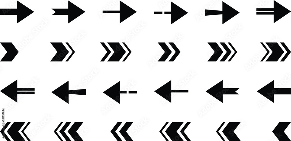 Poster arrow icon set. collection different arrow signs. arrow vector