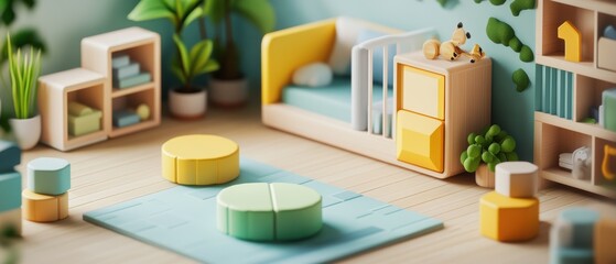 Vibrant Playroom with Modern Furniture and Decor