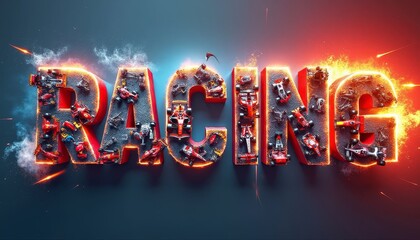 High-Octane Racing Typography with Formula Cars  Effects