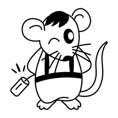 Hand drawn icon showing a naughty rat winking 