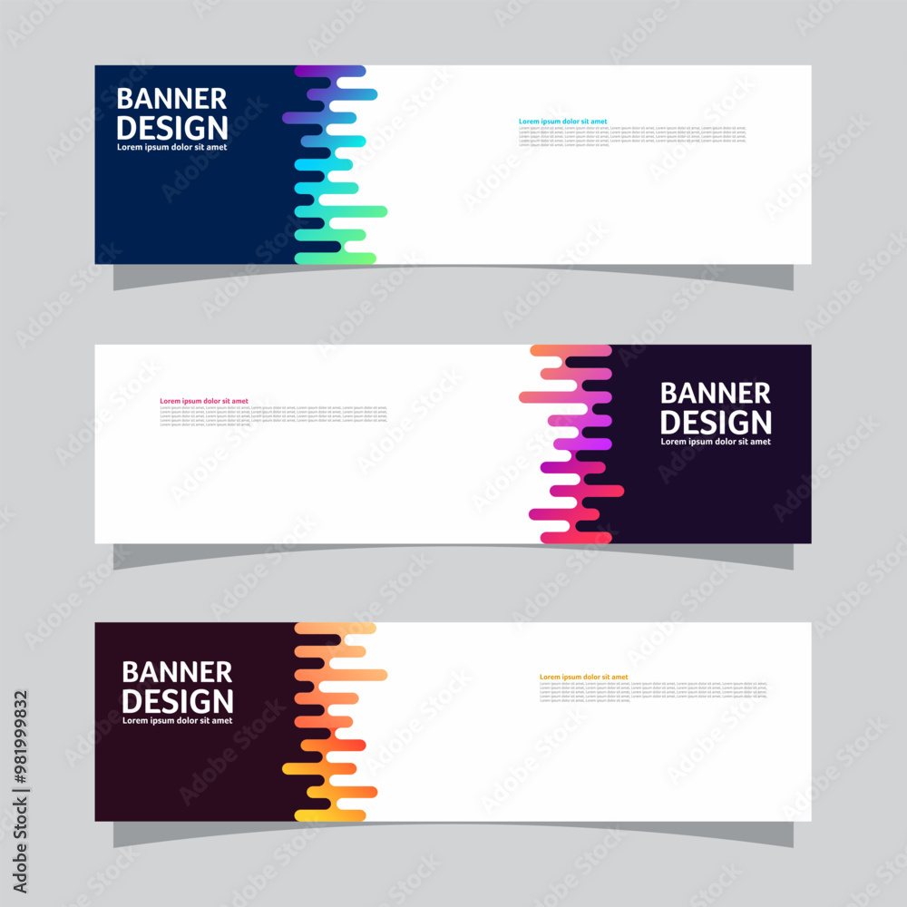 Wall mural vector set of landscape banner background design concept. colorful background business layout templa