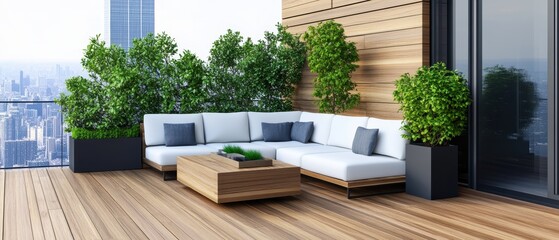 Modern Balcony with Cozy Seating and Urban View