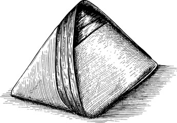 Nasi Lemak Banana Leaf Line Art and Kopitam Cafe Digital Illustration Vector Clipart