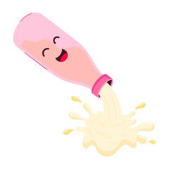 A flat sticker of bottle drink spill 

