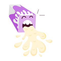 Comic style sticker of spilled drink packaging 