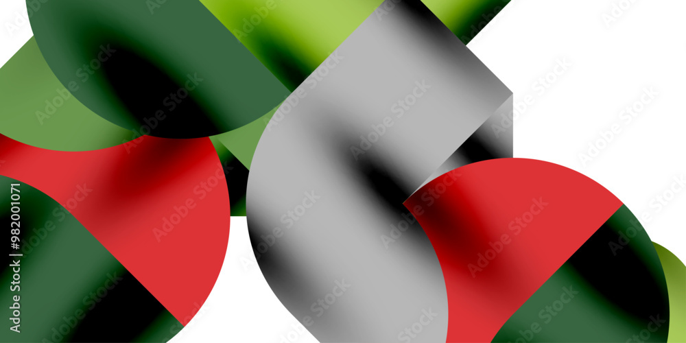 Poster tech minimal circular shapes geometric art. vector modern circles