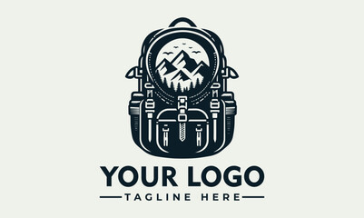 vector logo backpack drawing perfect for outdoor, travel, adventure, education, and schoolthemed designs, posters, articles, and editorials.