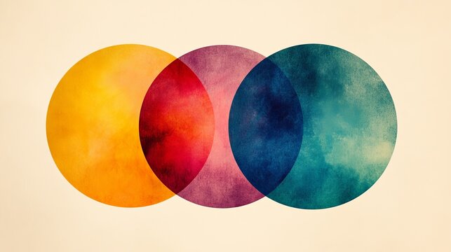 A Venn diagram with three overlapping circles, showing the relationships between different data sets
