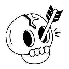 Doodle style icon of pierced skull 