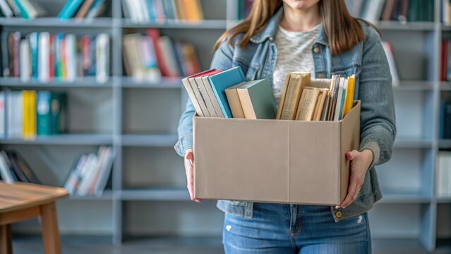 Donated Books in a Library Box – A box of donated books ready to be given to a local library or charity.
