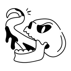 Spooky monster skull doodle icon 