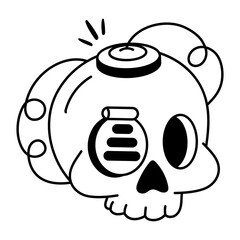 A doodle style icon of spooky skullcap 