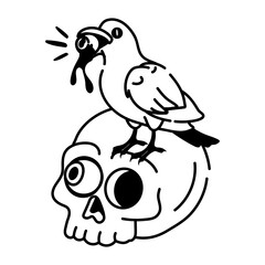 Hand drawn icon of crown skull 