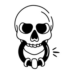 Sketchy style icon of skull doorbell 