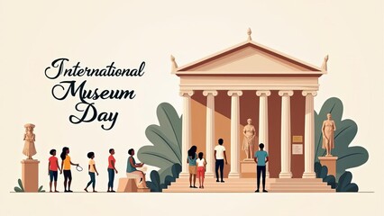 International Museum Day: Cultural Heritage Celebration with Historic Building and Visitors