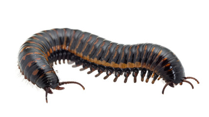 Millipede full body isolate on transparent background