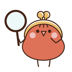 虫眼鏡を持っているがま口財布