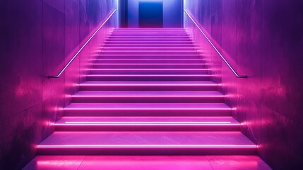 Open concept modern home with LED lit staircase glass accents and minimalistic yet elegant interior design picture.