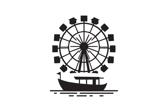 recommend clip art: Ferris wheels vector silhouette illustration logotype