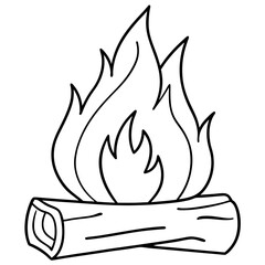 burning wood outline coloring book page line art drawing