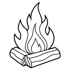 burning wood outline coloring book page line art drawing