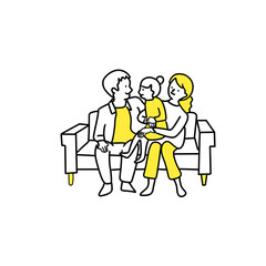 illustration of a family sitting on the sofa