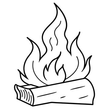 recommend clip art: burning wood outline coloring book page line art drawing