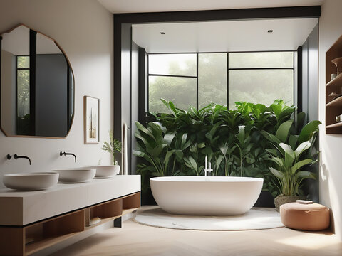 cozt beth room with grass wall window