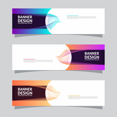 Vector set of landscape banner background design concept. Colorful background business layout template