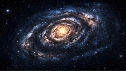 spiral galaxy in the dark sky