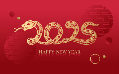 Fototapeta premium Chinese new year 2025 year of the snake paper cut with craft style. translation : Happy chinese new year 2025, year of snake.