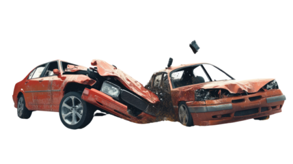 Car crash on white transparent background