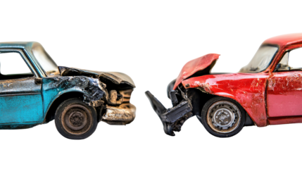 Car crash on white transparent background
