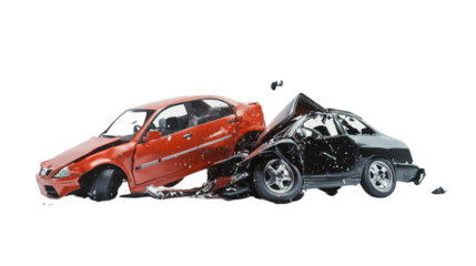 Car crash on white transparent background