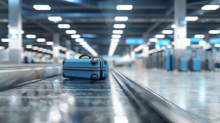 Obraz premium Airport Baggage Claim Area with Luggage on Carousel