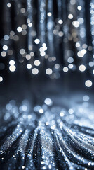 Fototapeta premium Ethereal Bokeh Lights on Shimmering Fabric Sophisticated Backdrop Elegant Silver Texture Background