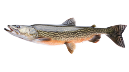 Muskellunge (Muskie) full body isolate on transparent background