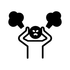 Vector solid black icon for Frustrated