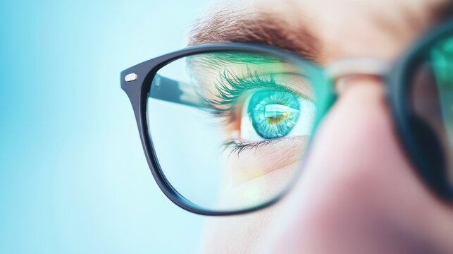 A person wearing prescription glasses, highlighting the significant improvement in their vision.