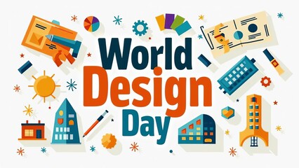 World Design Day: Creative Illustration with Diverse Design Tools and Elements for Artistic Celebration