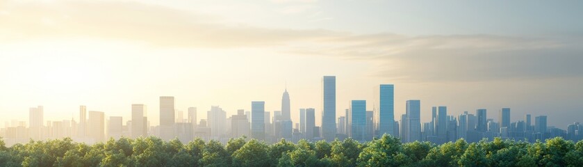 Naklejka premium Sustainable Urban Living: A Greener Future with Zero-Waste Initiatives and Innovative Green Technologies
